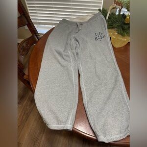 Life Is Good Gray Embroidered Drawstring Sweatpants
